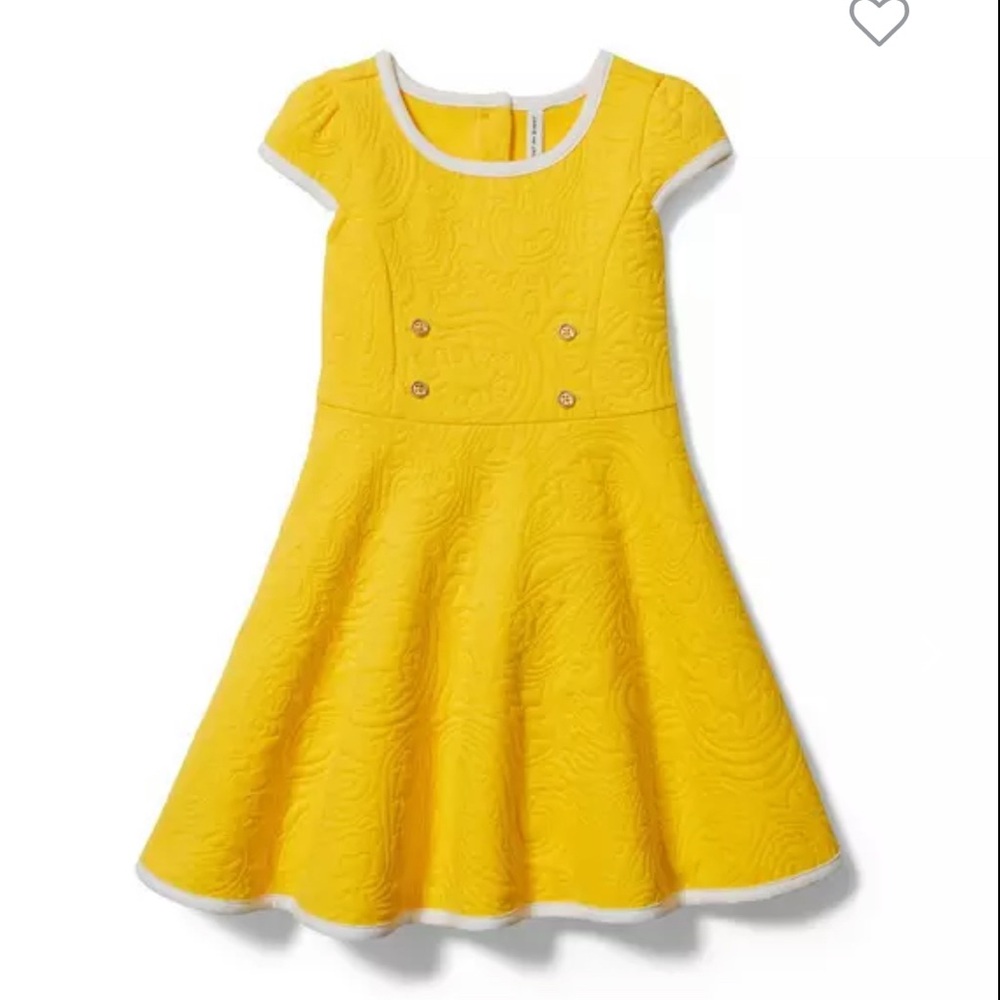 Janie and Jack Paisley Dress Textured Jacquard Gold Button Short Sleeve Toddler